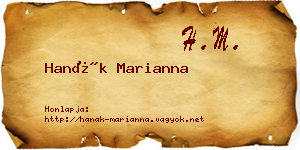 Hanák Marianna névjegykártya